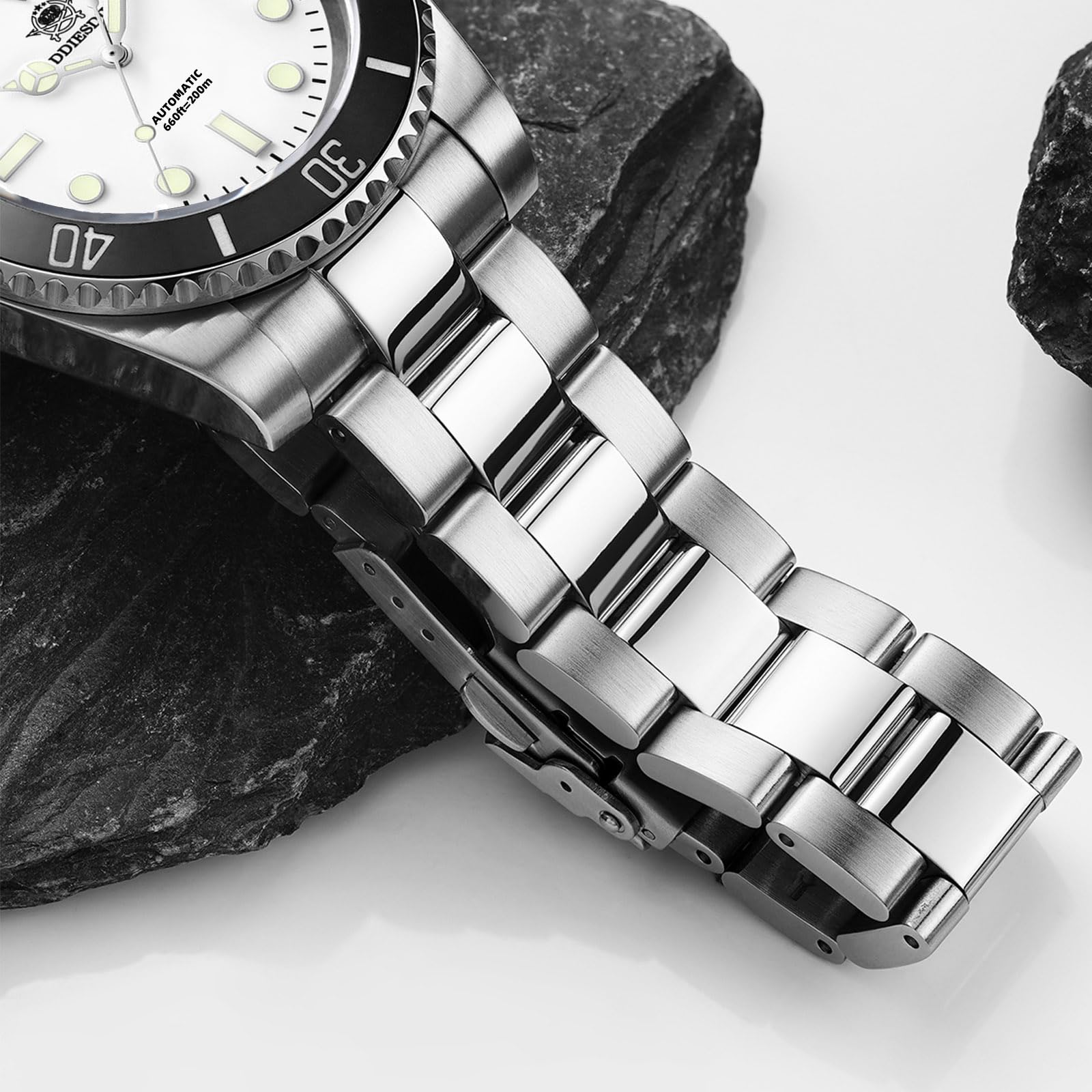 ADDIESDIVE Relojes automáticos Hombre Reloj de Buceo 200m Impermeable NH35A/8215 BGW9 Luminoso de Correa en Acero Inoxidable Relojes para Hombres Regalo para Hombre