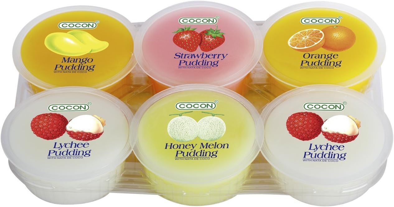 Cocon Nata de Coco Assorted Flavour Pudding 6-Pieces 480 g - Lot of 4