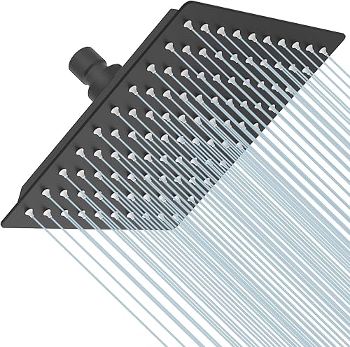 Miniatura 117 de BESy - Cabezal de ducha efecto lluvia cuadrado, de acero inoxidable de alta presión, de 1/16”, ultra fino, cobertura de cuerpo completo con boquilla