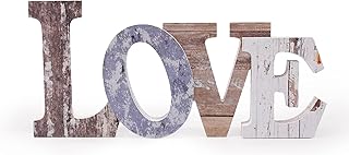 Wooden Letter Table Top Freestanding Sign, Decorative Art Wall Mount, Free Standing Wooden Word Table Signs for Home Decor (LOVE 2)