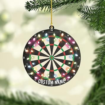 Personalized Dartboard Ornament 2025, Custom Name Darts Player Christmas Tree Decoration, Game Room Sports Ornament Gift, Unique Bar Pub Themed Holiday Keepsake for Men, Friends or Family/10
