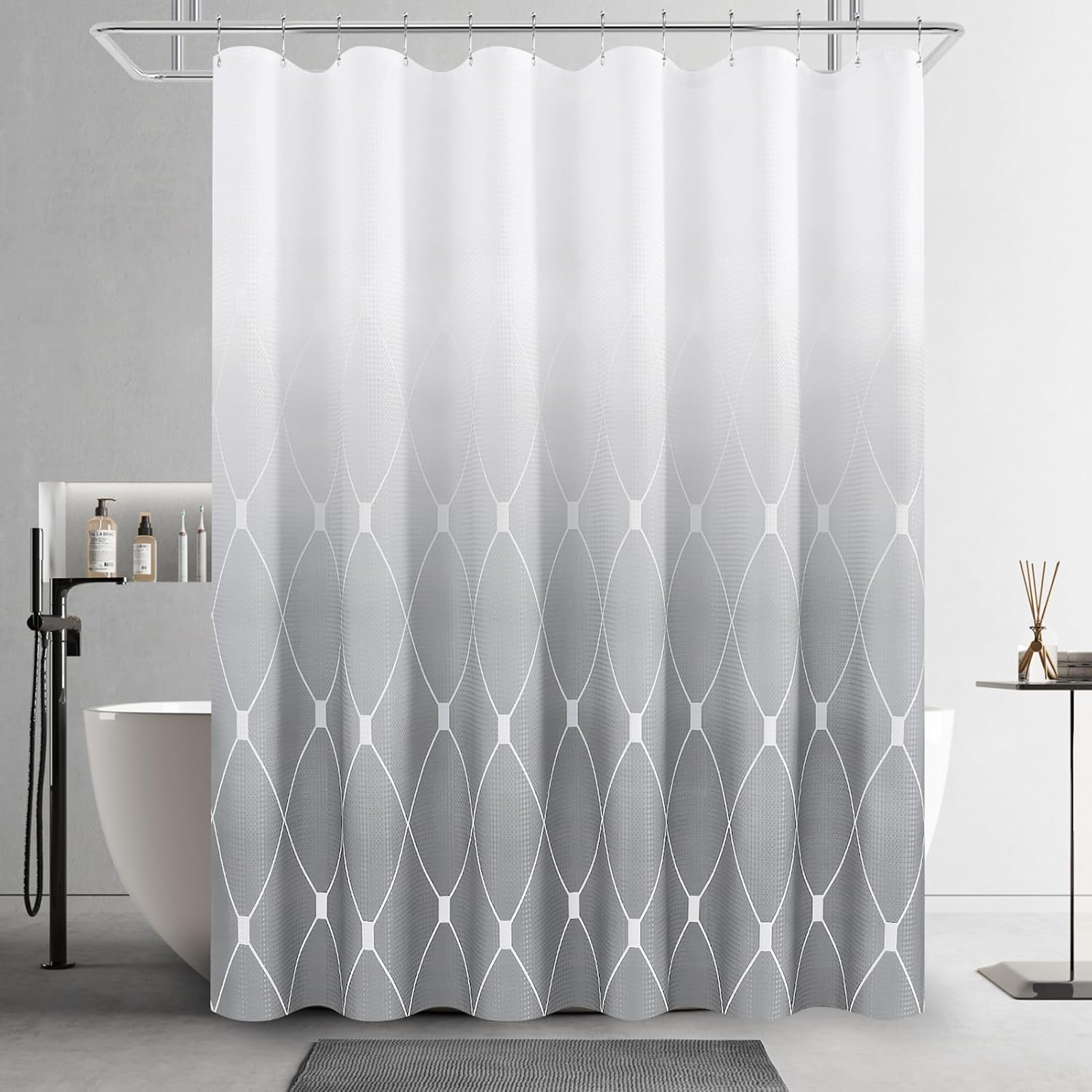 Hokibero Sliver Grey Stall Shower Curtains for Bathroom Gray Ombre