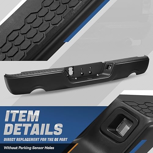 Miniatura 10 de Protector de parachoques trasero con luces de matrícula y recortes de escape dobles compatible con Dodge Ram 1500 2500 3500 2009-2019, negro mate