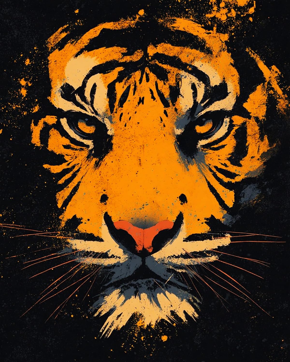 Liubaishi Black Paint By Numbers For Adults, Tiger's Gaze, 40X50 Cm Acrylic Canvas Kit With 3 Brushes