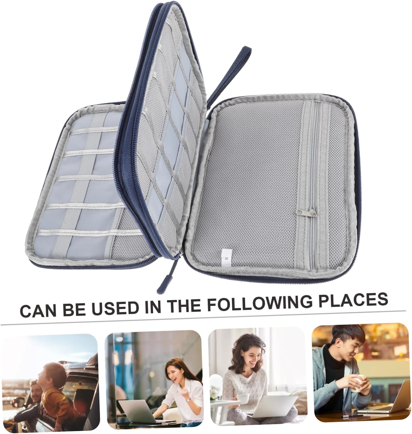 Mikikit 2pcs Electronic Storage Bag for Travel Accessories Organizer Outdoor Pouch for Cables Headphones and Electronics Compact Zippered Design for Easy Carrying