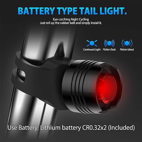 Miniatura 8 de VLOXO Velocímetro de bicicleta con juego de luces de bicicleta, IPX7 impermeable odómetro de bicicleta con bocina LED delantera y trasera luz USB