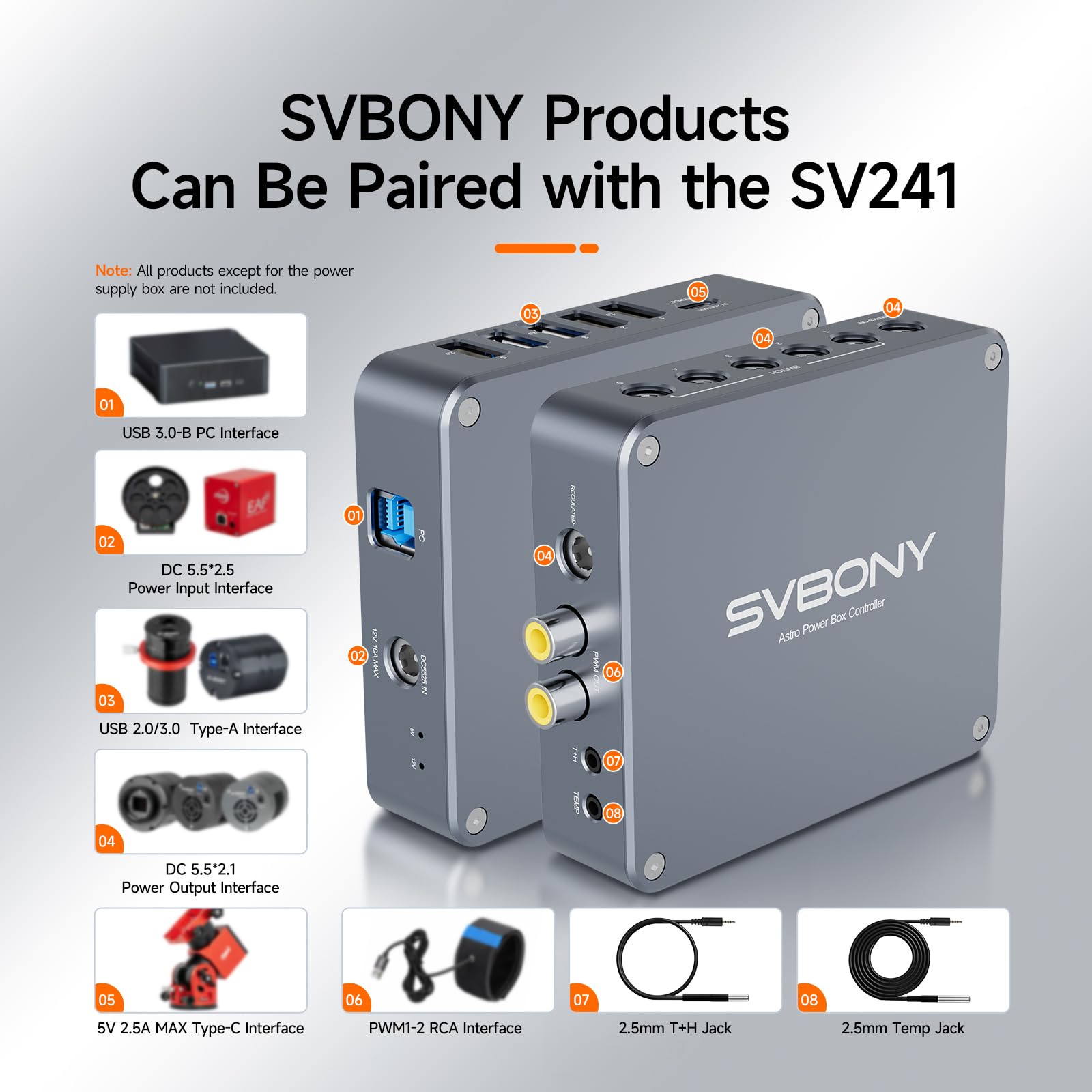 Svbony SV241 Pro Boîtier de Gestion d'alimentation pour Télescope pour Adultes, Accessoire pour Télescope Astronomique, Adaptateur USB 3.0 + DC pour Photographie du Ciel Profond
