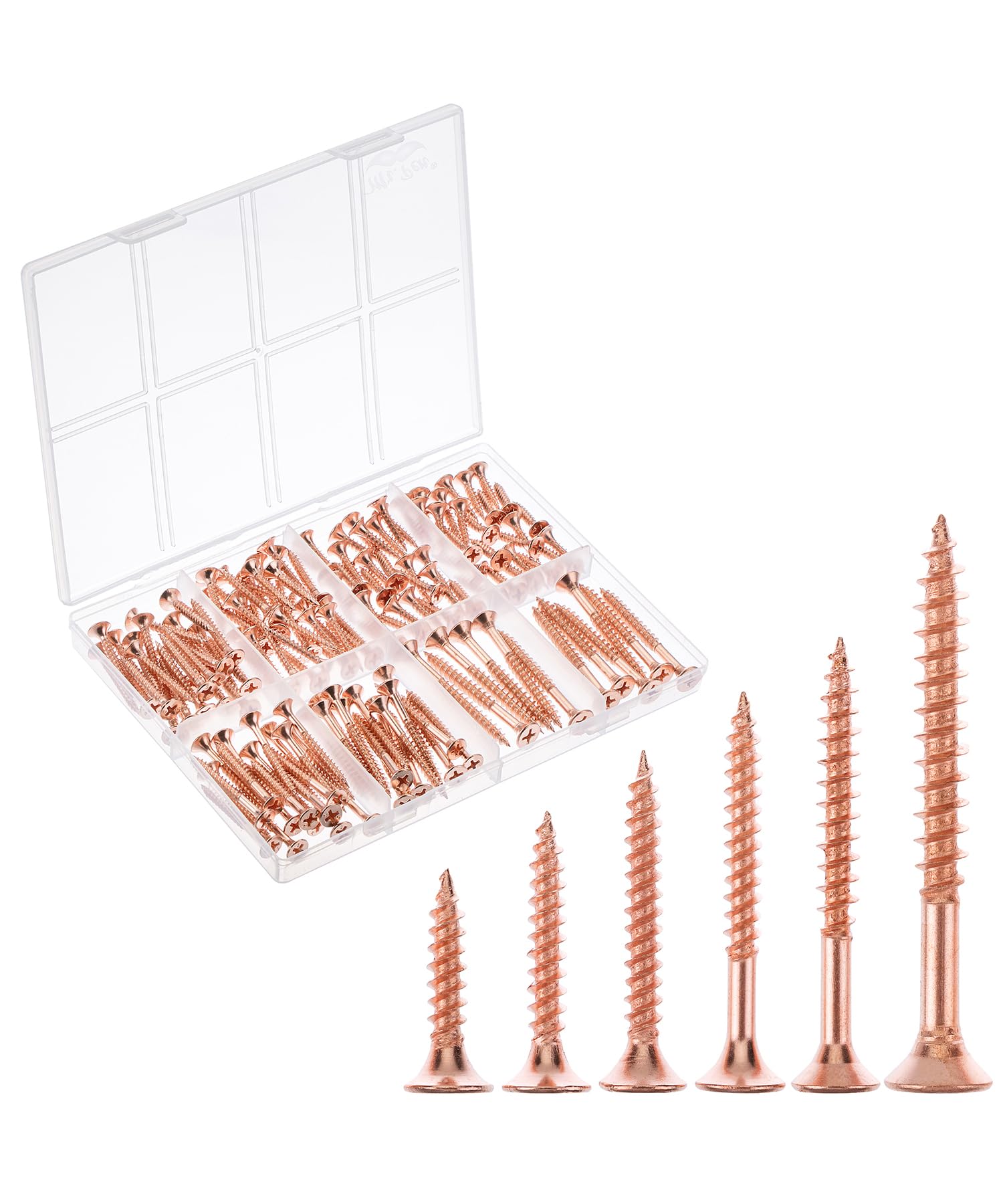 Mr. Pen- Wood Screws Assortment Kit, 152 pcs, Rose Gold, Phillips Tips, Assorted Wood Screws, 6 Sizes (2”, 1-1/2”, 1-1/4”, 1”, 3/4”, 1/2”)