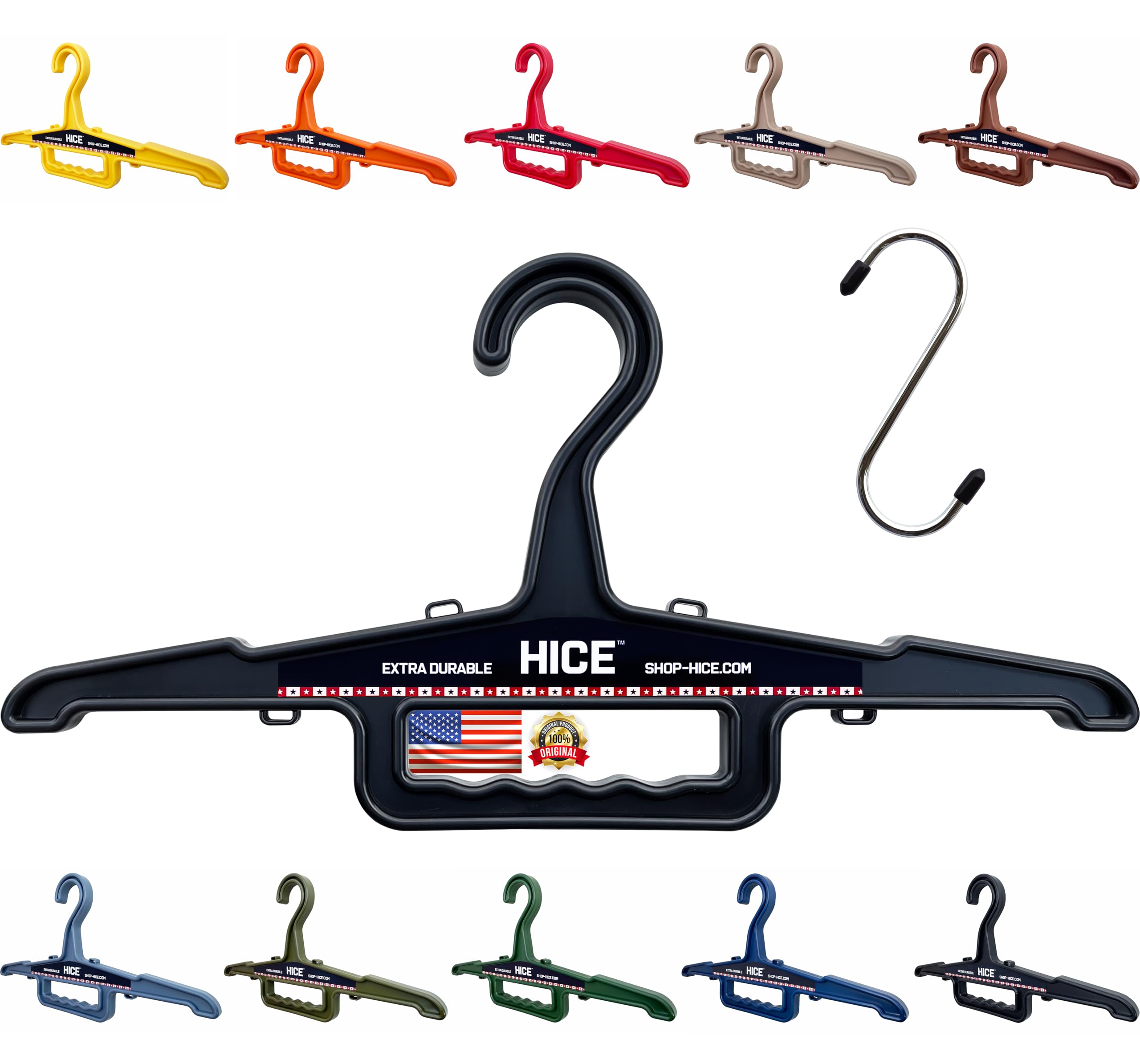 HICE Heavy Duty Clothes Hanger | 150 lb Weight Capacity | High-Impact Resin for Tactical Gear, Plate Carriers, Bulletproof Vests, Scuba BCDs, Coats, Uniforms, Heavy Clothing | Durable Design (Black)