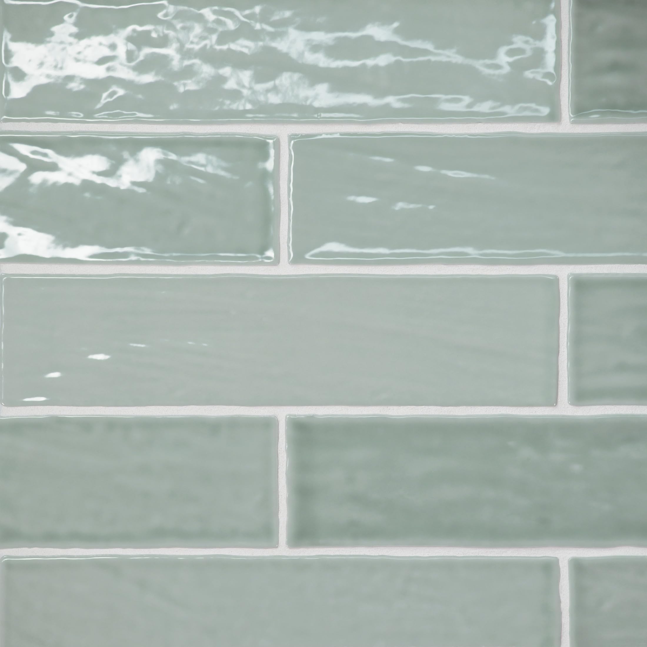 Bedrosians Marin Rectangle Gloss Ceramic Tile 3 x 10, Aloe Green (Light Green) (5.09 sq. ft./Case)
