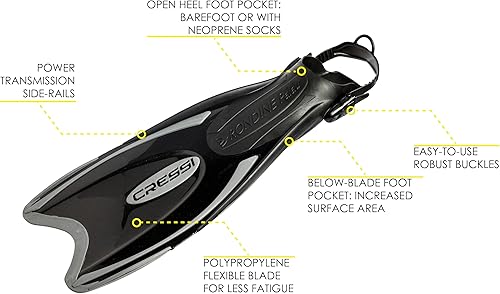 Miniatura 3 de Cressi Máscara de esnórquel con lente de vidrio templado de alta calidad, diseño italiano, esnórquel seco, aleta de esnórquel larga ajustable, juego