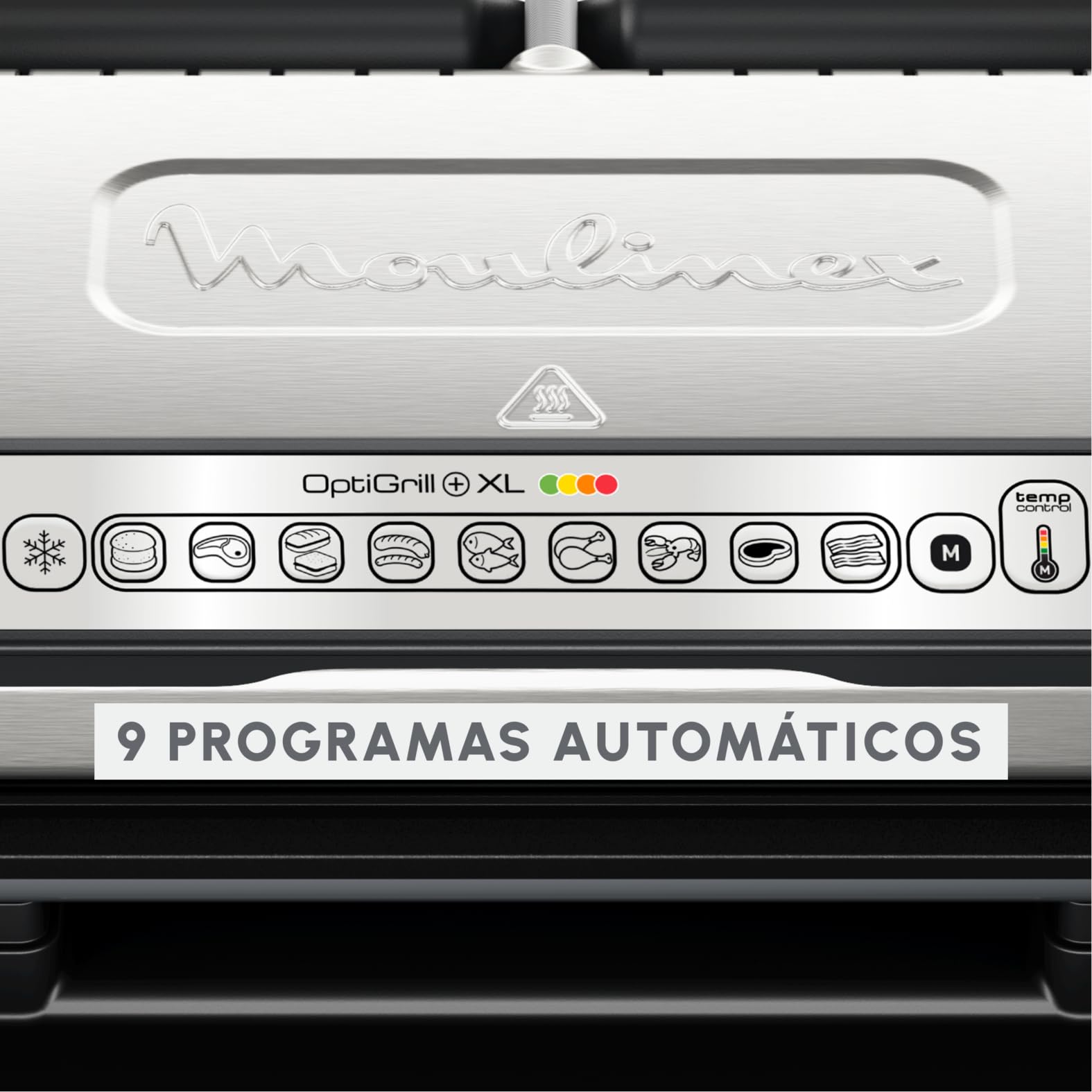 Moulinex Optigrill+ XL, parrilla eléctrica de interior, ideal para cocinar carne, pescado y verduras, indicador de cocción y 9 programas automáticos, placas antiadherentes, GI722D