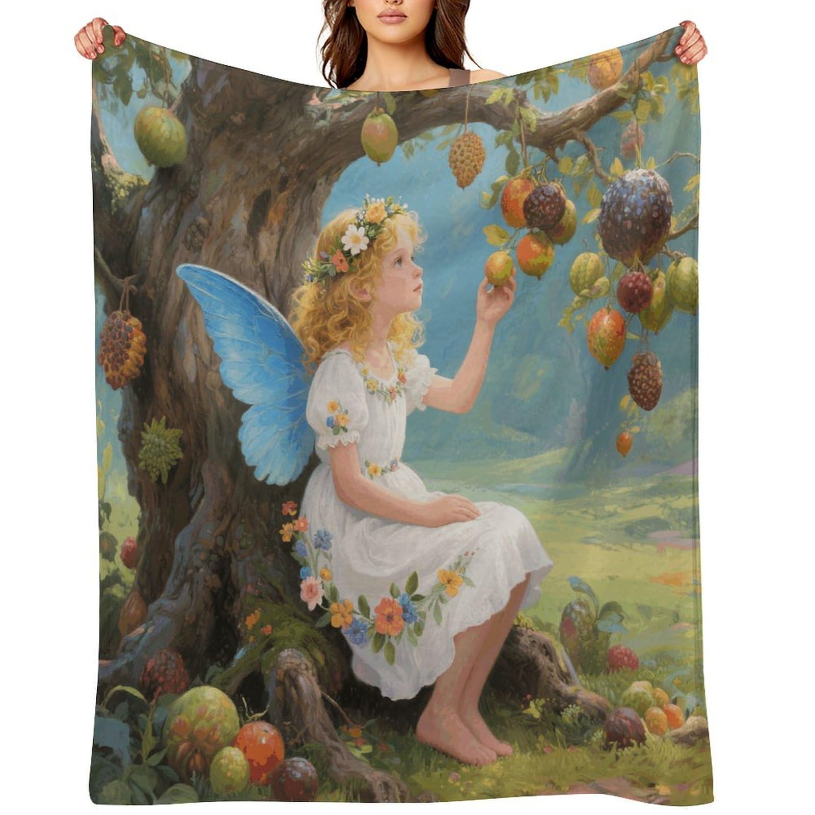 Ancient Tree Flower Fairy Throw Blanket for Couch and Bed Super Soft Warm Lightweight Throw Blankets Cozy Fuzzy Flannel Blanket Personalized Decorative Blankets for Sofa Decor 30"x40"