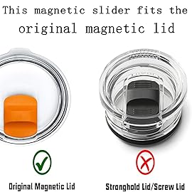 2 Pcs Magnetic Slider Replacement Block, Slider Lid Magnet for Yeti Lids 10 oz, 14oz, 16 oz, 20 oz, 26 oz, 30 oz (Black+Orange)