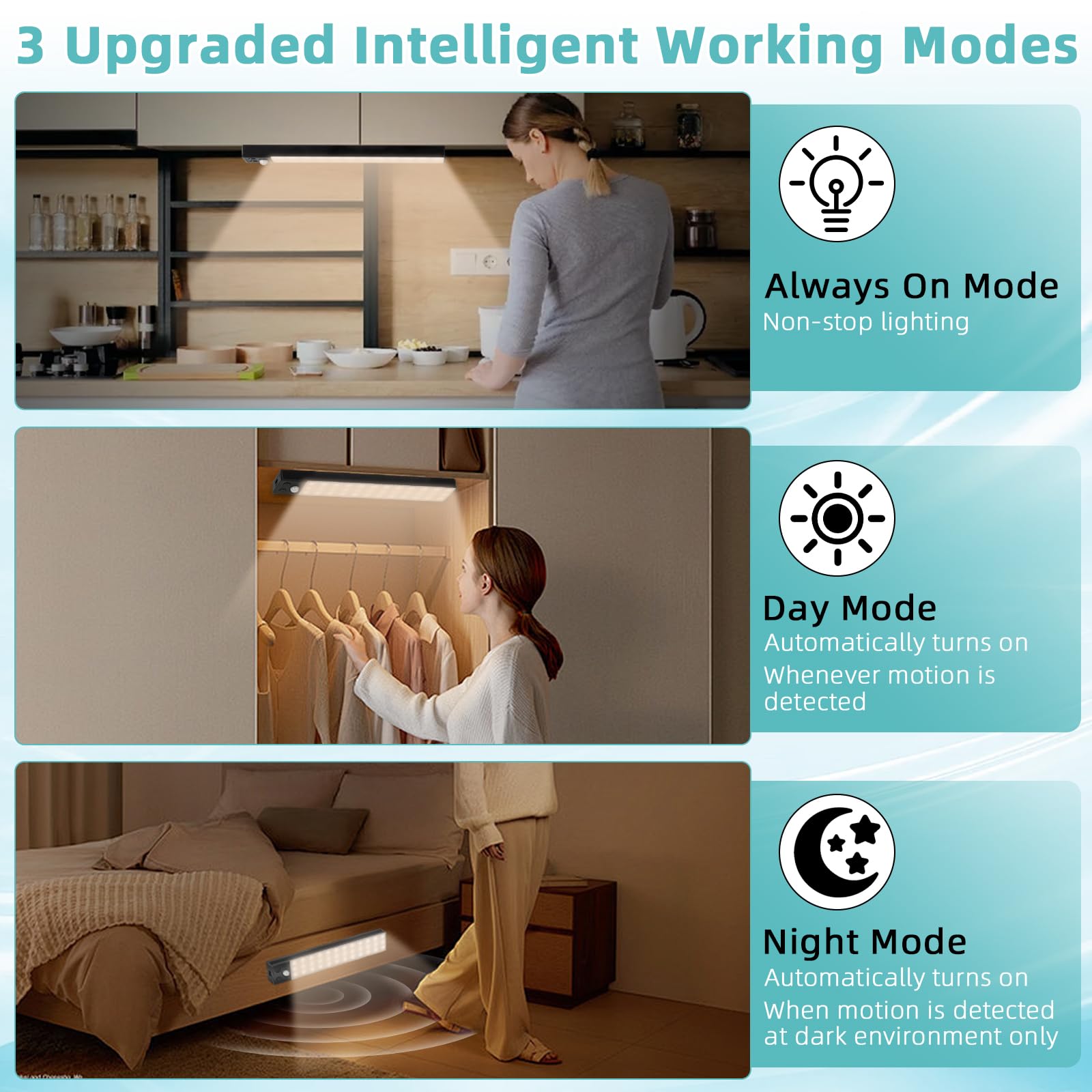 Wobsion Réglette LED sous meuble de cuisine avec détecteur de mouvement