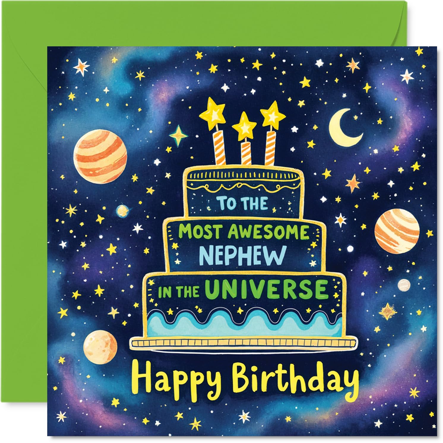 Nephew Birthday Card - Most Awesome in the Universe - Happy Birthday Card for Nephew from Auntie Uncle, 145mm Most Awesome in the Universe Bday Greeting Cards