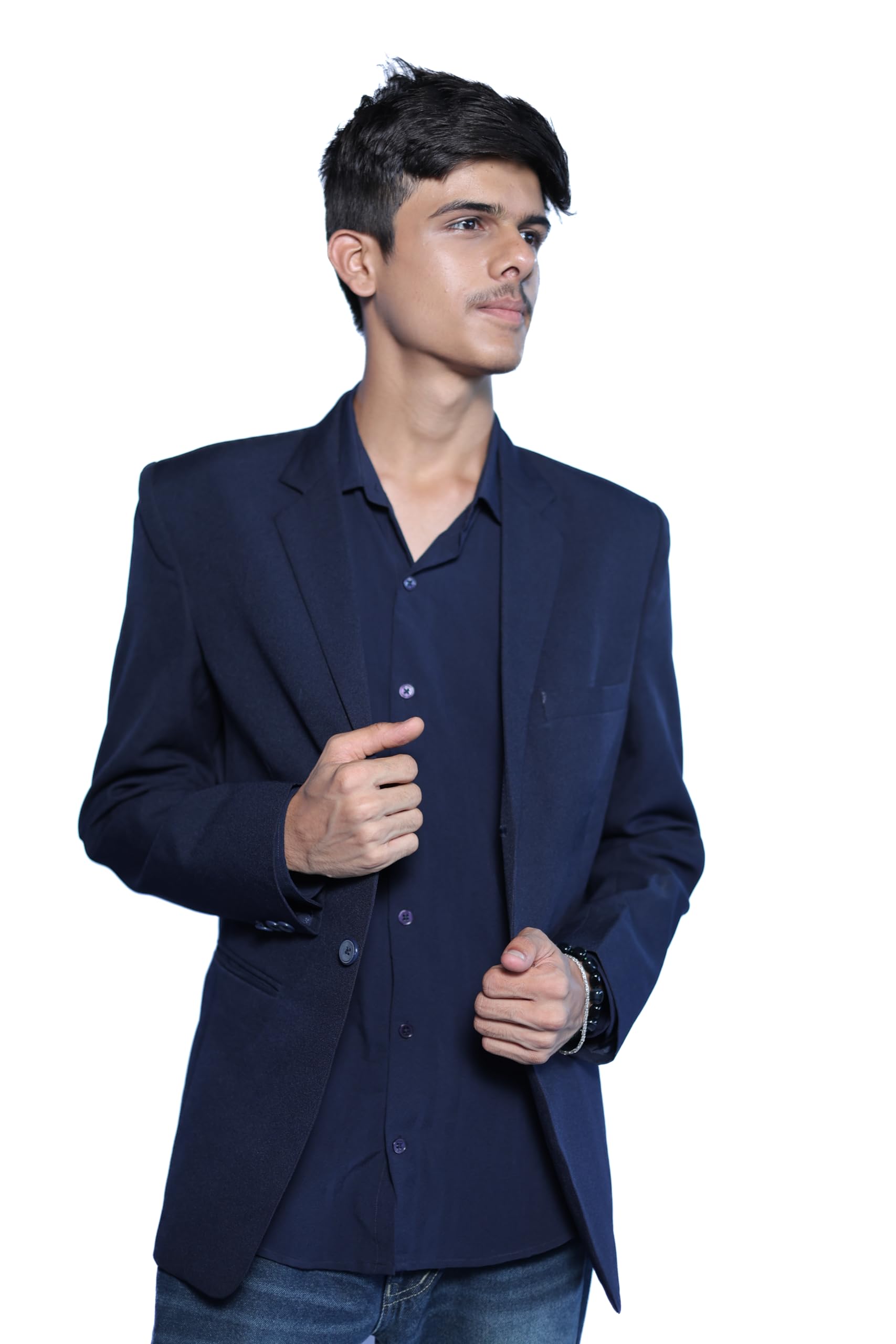 Men's Navy Blue Blazer, Single-Breasted Formal Suit Jacket, Smart Casual Style-image-39