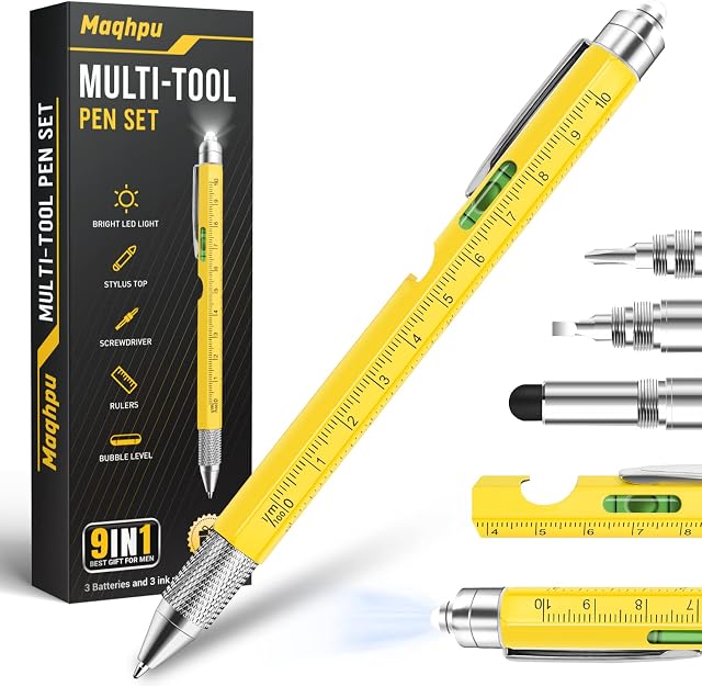 Maqhpu Valentines Gifts for Him, Gifts for Men - 9 IN 1 Multi Tool Pen Gadgets for Men, Mens Valentines Gifts, Birthday Gifts for Him/Dad, Gifts for Men Who Have Everything, Father's Day Gifts