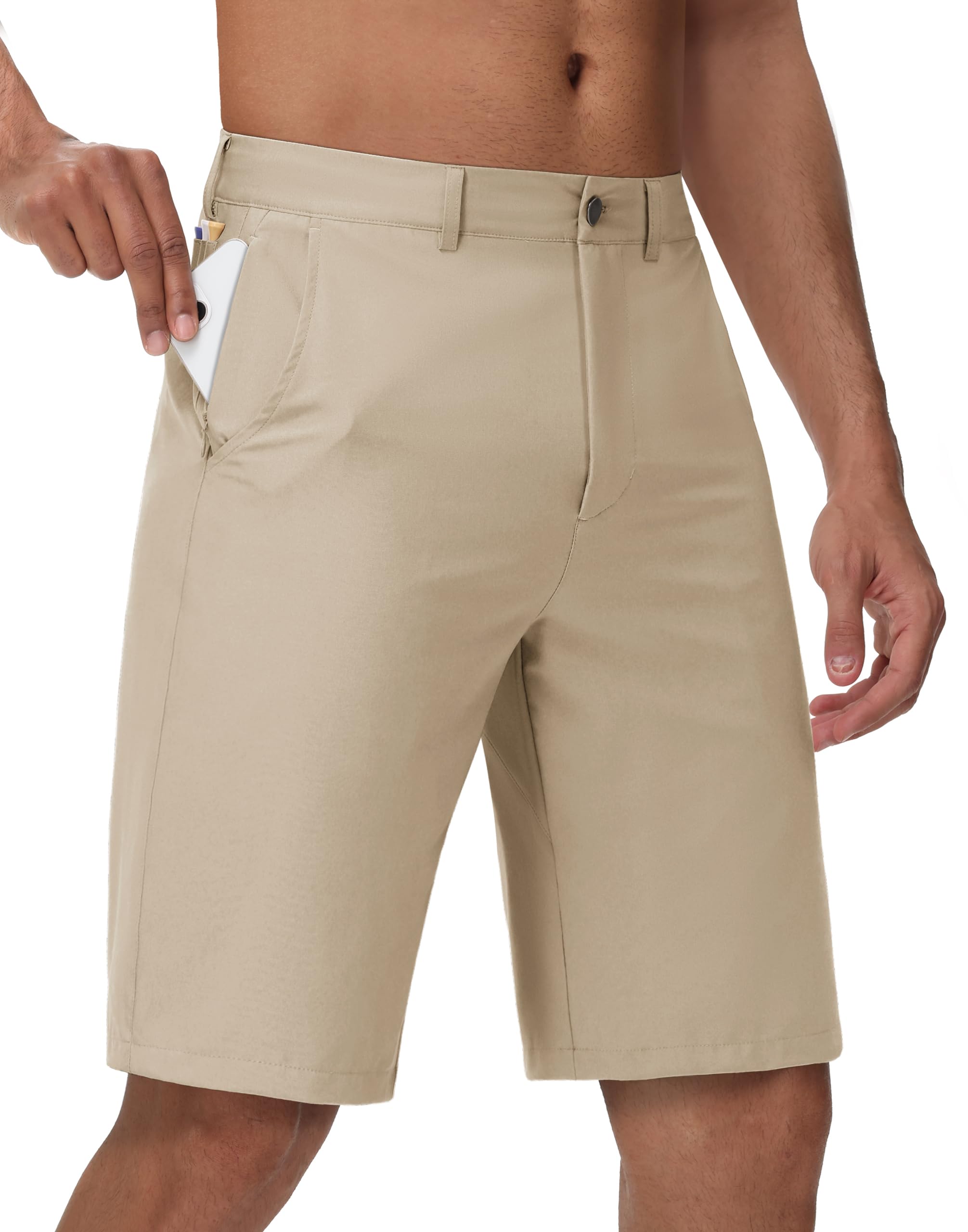 JWM Men's Golf Shorts 8" 11" Stretch Lightweight Hybrid Casual Dress Work Long Short with Zipper Pocket Flat Front Quick Dry