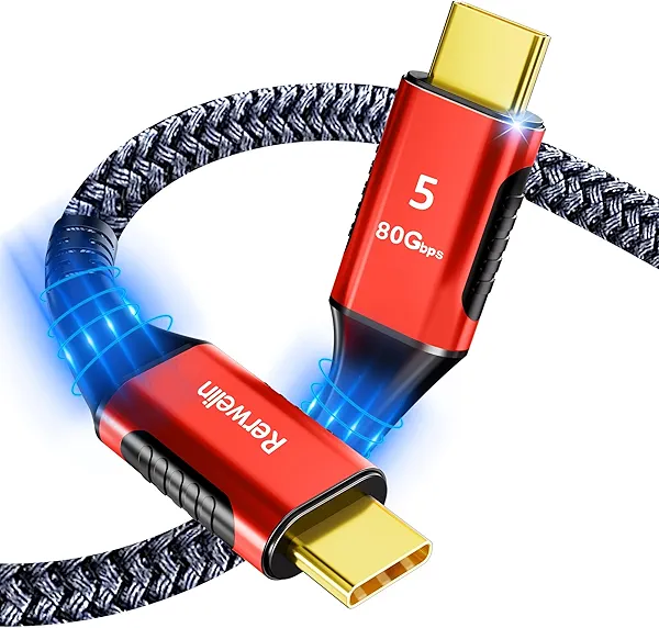 USB4 80Gbps for Thunderbolt 5 Cable 5FT, 8K 165Hz, 4K 540Hz, 16K 60Hz, Triple 4K 144Hz, 120Gbps Bandwidth, PD 240W USB C Display Cable for iPhone 17, Razer Blade, SSD, Thunderbolt 4, Mac mini M4