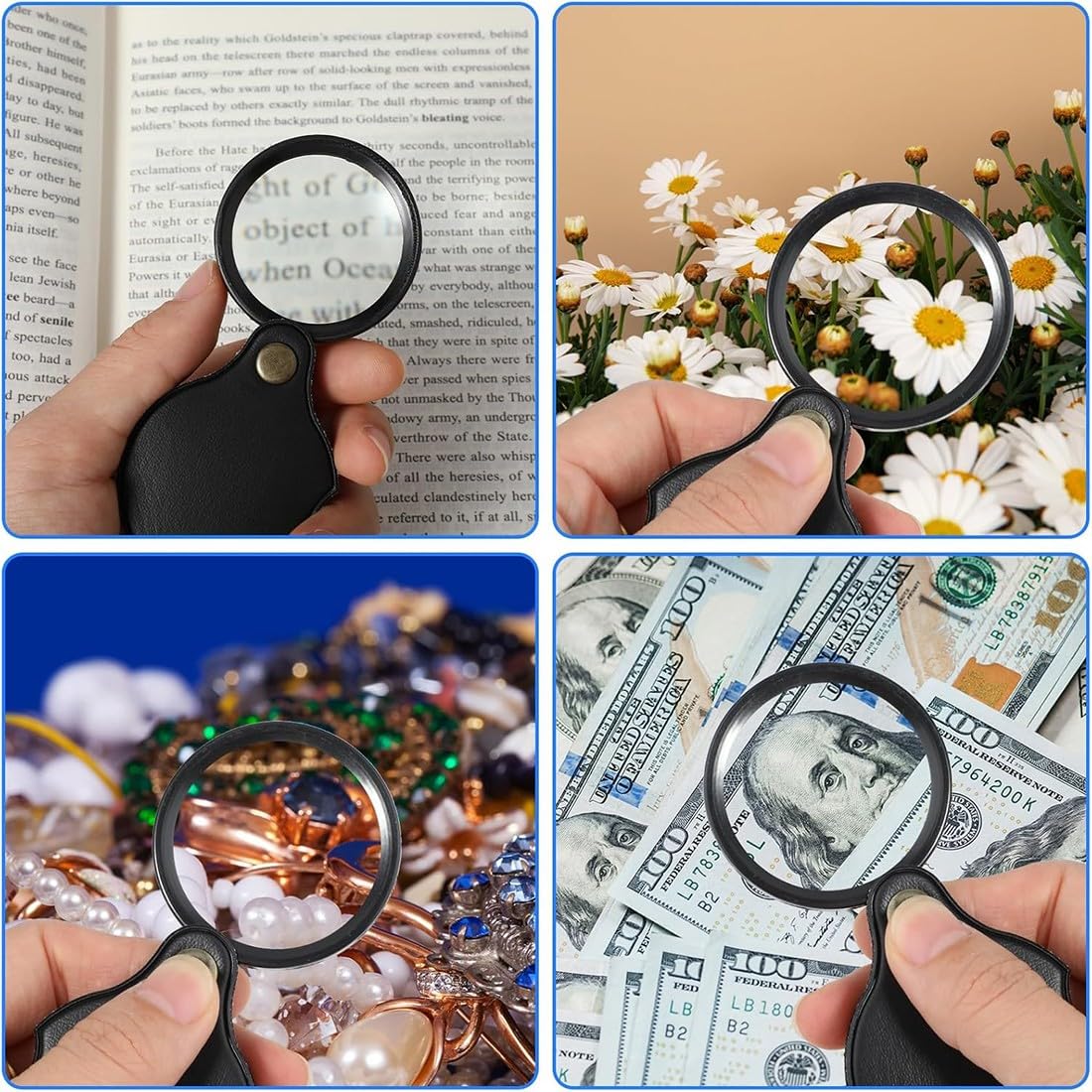 Lente d'ingrandimento portatile 10x, Lente di Lettura Tascabile per Libri e Giornali