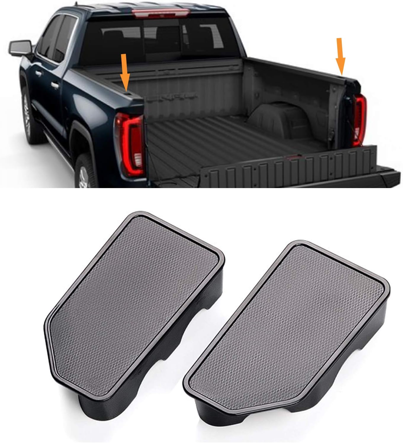 Moonlinks Stake Pocket Covers for 2019-2022 GMC Sierra & Chevy Silverado Bed Rail Stake Pocket Caps (2 Pieces) Black