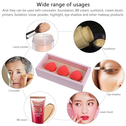 Miniatura 5 de SOLUSTRE Esponjas de maquillaje aplicadoras de maquillaje, 3 piezas, esponja de maquillaje, esponja de belleza, esponja de belleza, esponja de