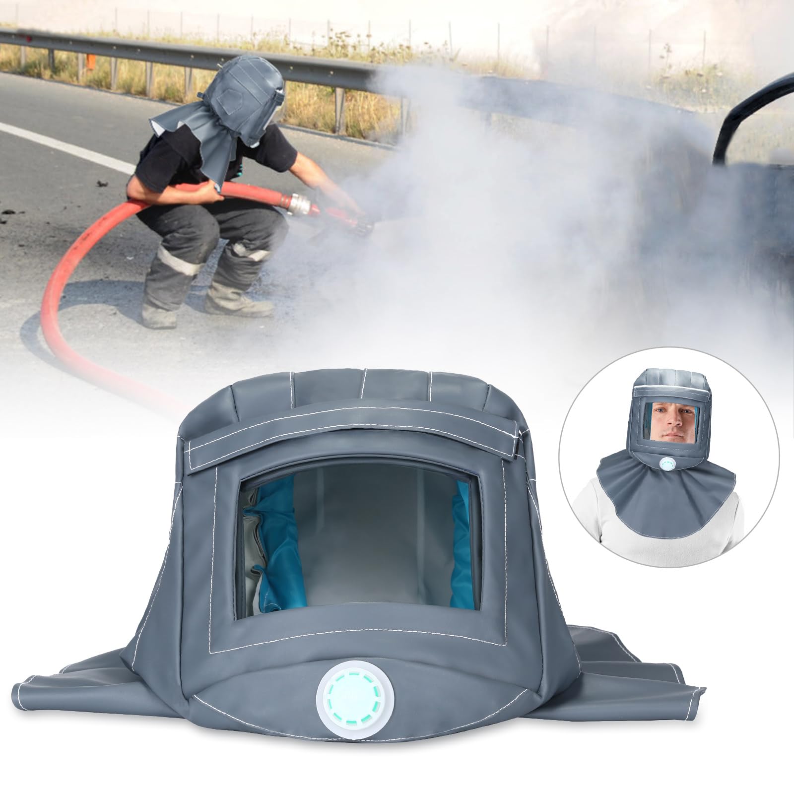 ENJOHOS scialle per sabbiatura, Cappa per sabbiatura con design a sfiato, Maschera Anti-vento in PVC facile da regolare e pulire, per lavorare per la levigatura di lucidatura