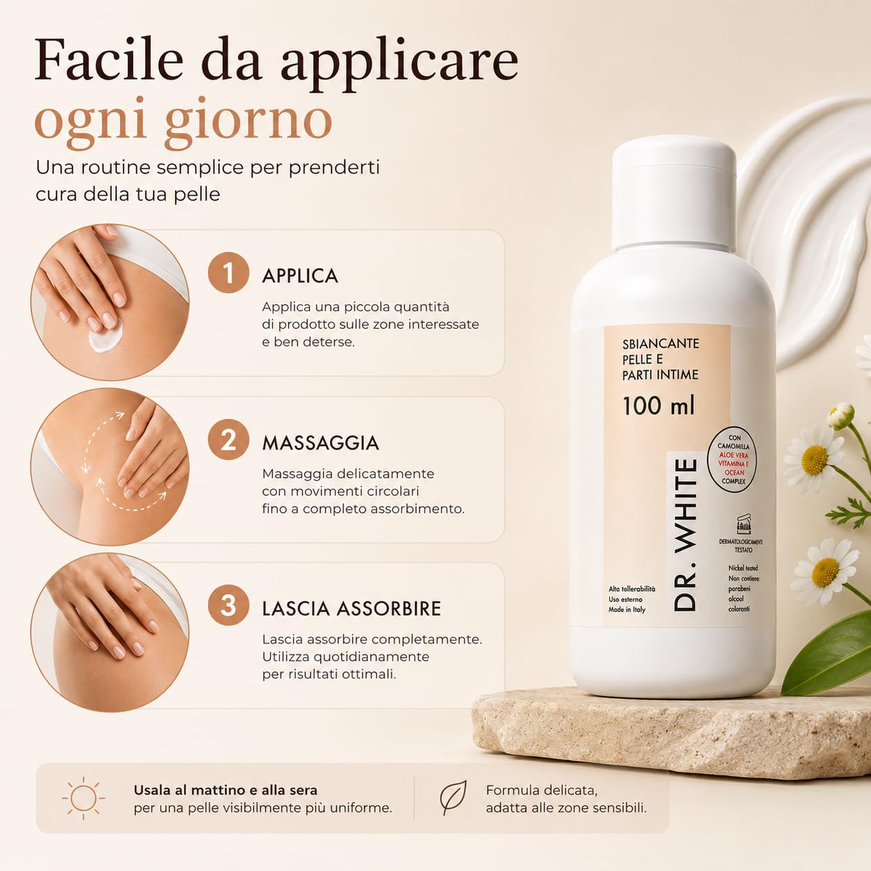 Dr White Intima wybielający krem 400 ml – krem rozjaśniający części intymne, Inguine i pachy – krem nawilżający i łagodzący (średnio)