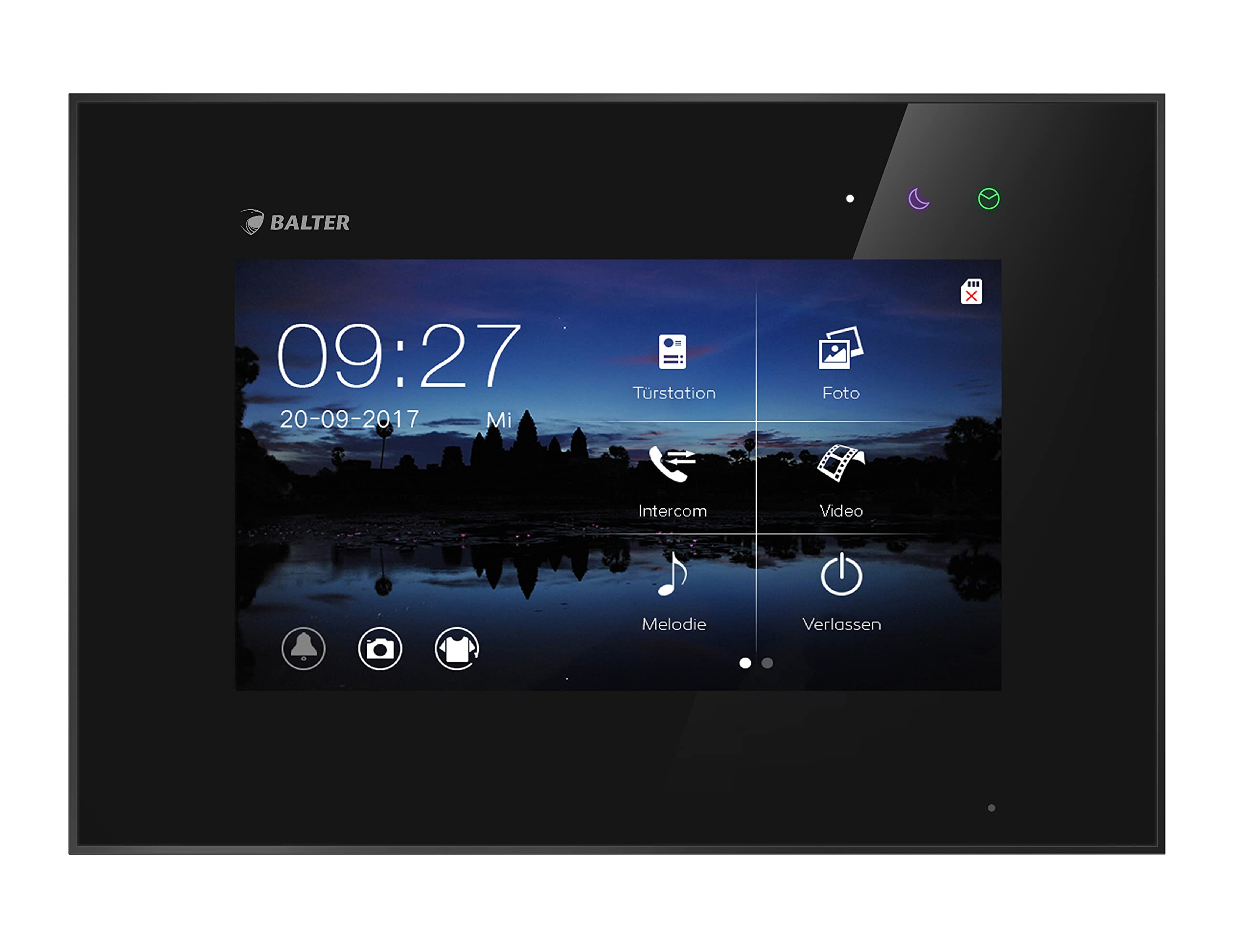 Balter EVO Video-Türsprechanlage Zusatzmonitor, Touchscreen, 7 Zoll Monitor, 2-Draht Bus, Schwarz