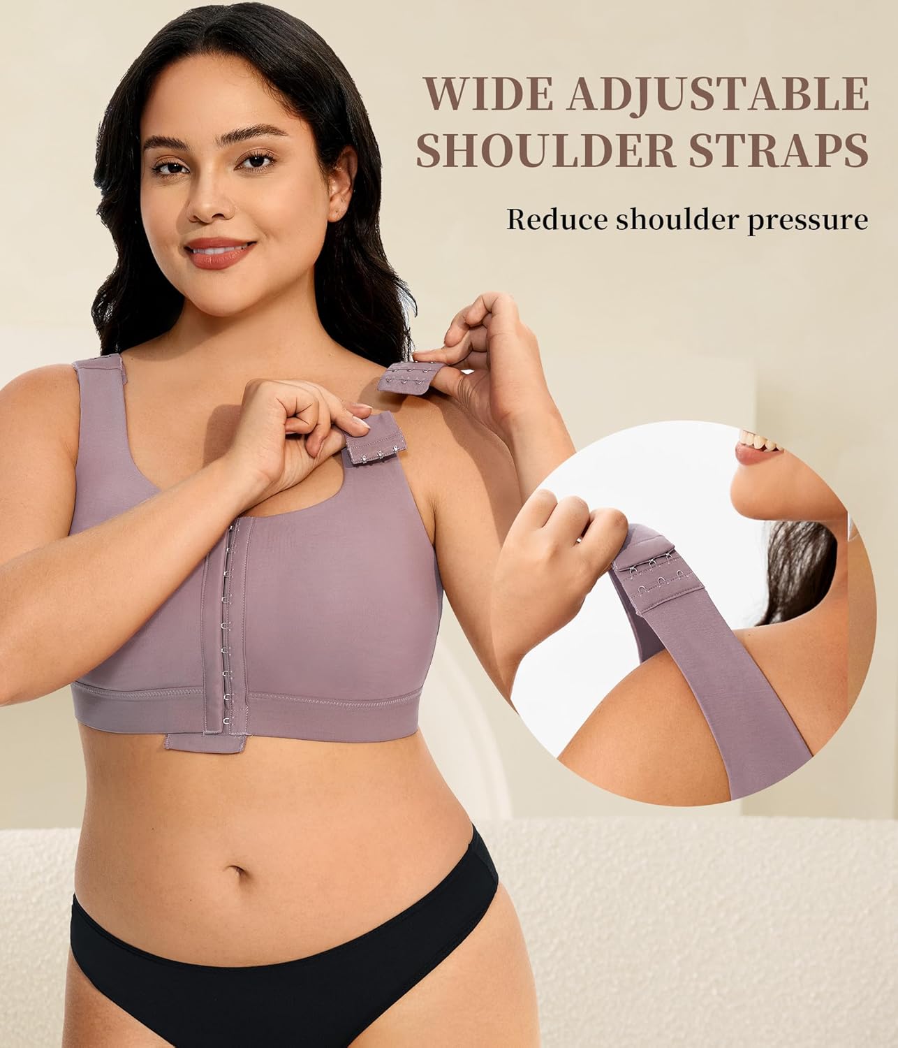 LANCS Wireless Front Closure Compression Bras for Women Post Surgery Mastectomy Everyday Bra with Adjustable Straps - Image 3