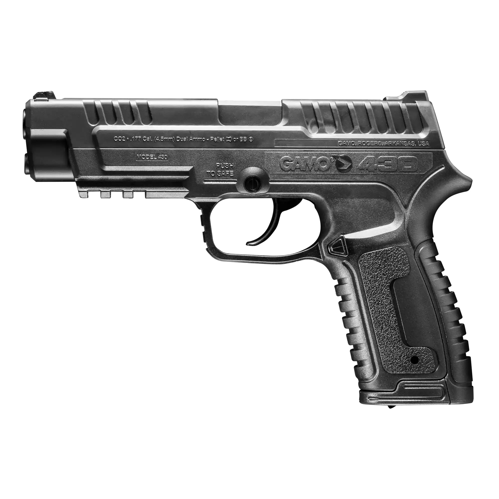 Gamo P-430 Dual Ammo CO2 Air Pistol - .177 Caliber Pellets and BBS - 495 FPS - Black