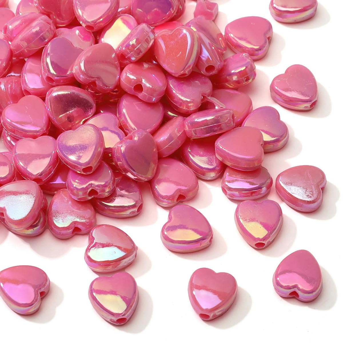 HUIOYG 100Pcs 8×9mm Acrylic Heart Beads Loose Spacer Beads for Handmade Jewelry