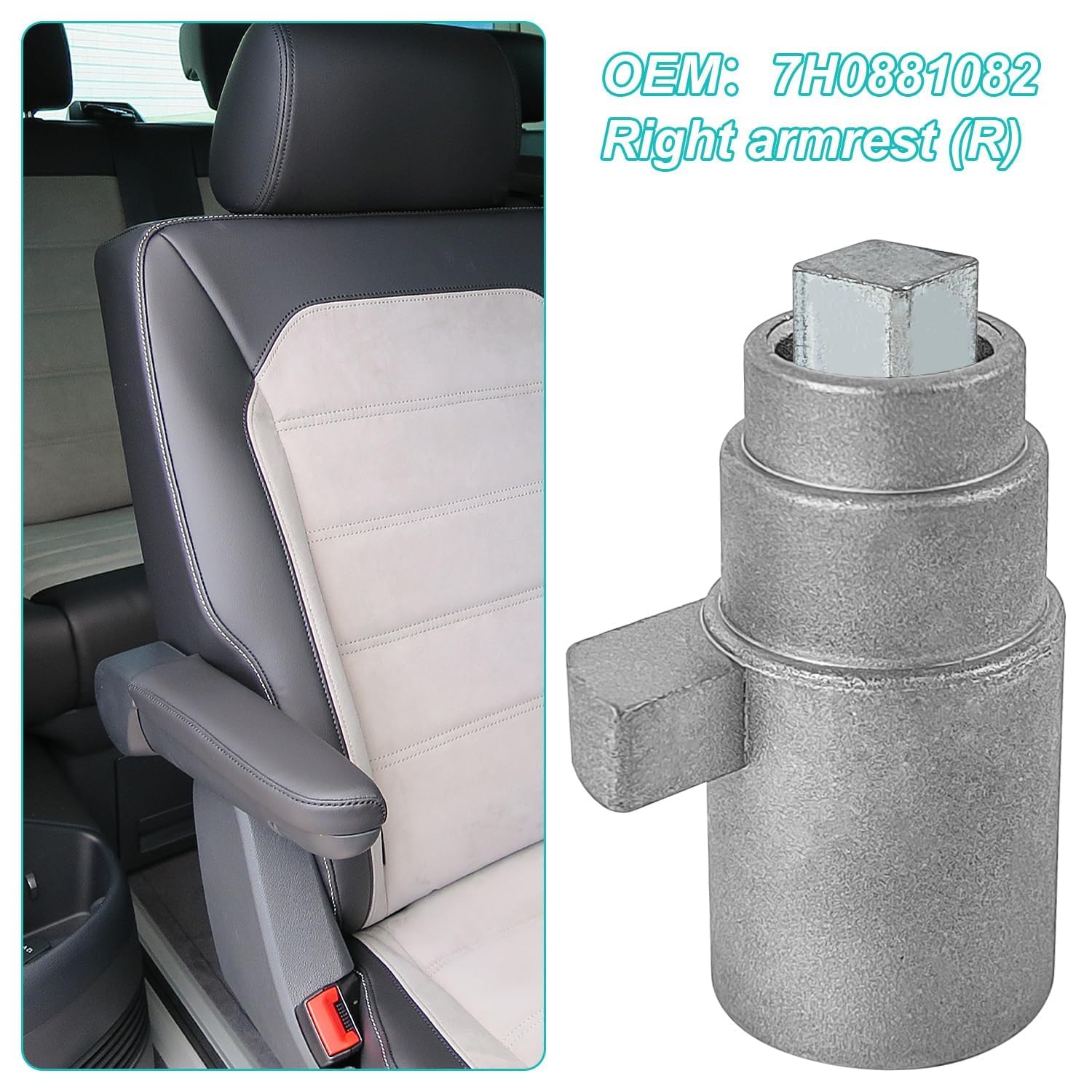 LST Armrest Repair Sleeve Set Left+Right For VW Transporter V T5 - Silver Grey Metal