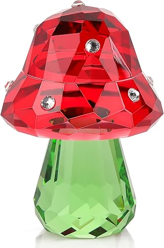 Vista 9 de Enjinkail Figura de cristal de hongo, bonita decoración de escritorio para el hogar con circonitas brillantes, regalos de hongos Kawaii para Champán