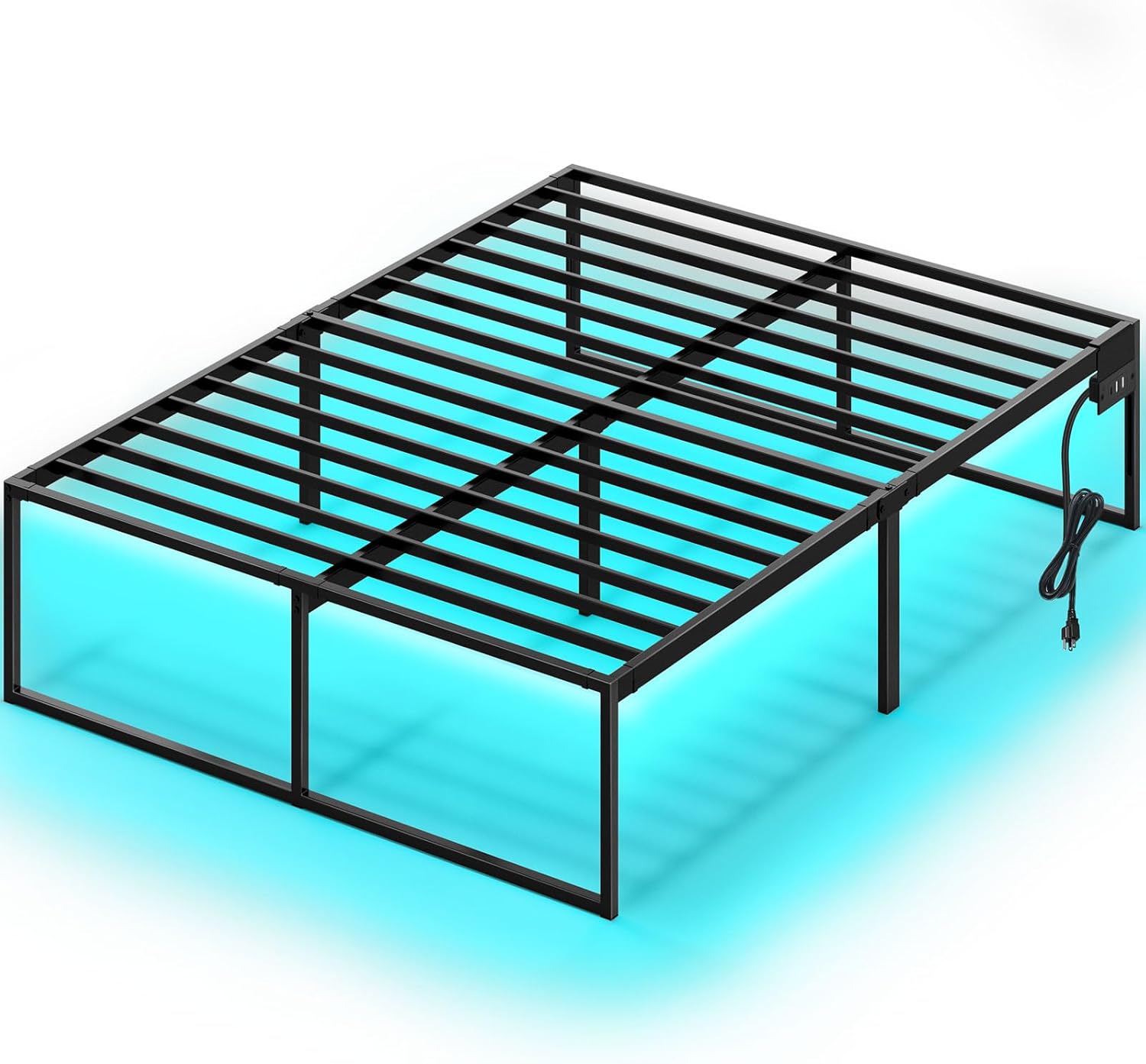 Rolanstar Bed Frame with USB Charging Station, Full Bed