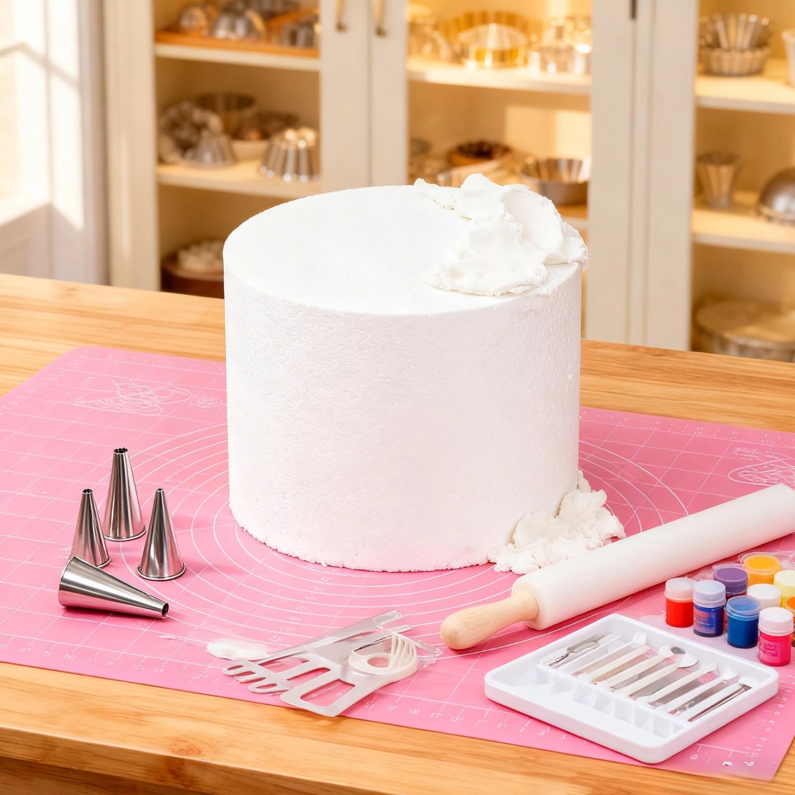 Lot de 3 Faux gâteaux en polystyrène, Ronds, 15 x 5 cm, Blancs, pour entraînement au glaçage, Pratique du sugarcraft, décoration de gâteau et essais créatifs, modèle économique et Simple