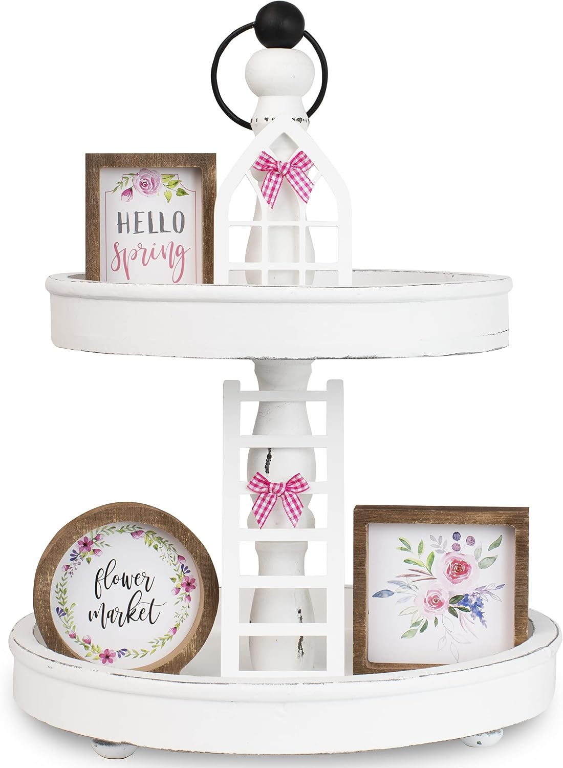 Beautiful Two Tiered Tray – Rustic Wooden Serving Tray Enhances Your Spring Decor - Perfect for Your Home Decorations