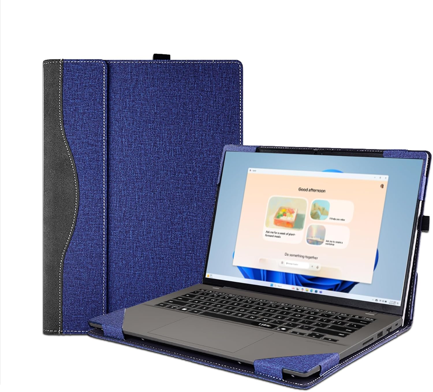 Laptop Case Cover for ASUS Vivobook 14 (M1407 /X1407) & S14 S3407 & for Vivobook14 Flip TP3407 Sleeve PU Leather Bag 14'' Notebook PC Protective Shell with Pen Holder (Dark Blue)