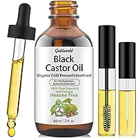 Vista 1 de GoldWorld100% Organic Pure Black Castor Oil Cold Pressed,for Hair Eyebrows Eyelash Growth Serum to Grow Lashes,Castor Oil for Skin Body Face,Caster