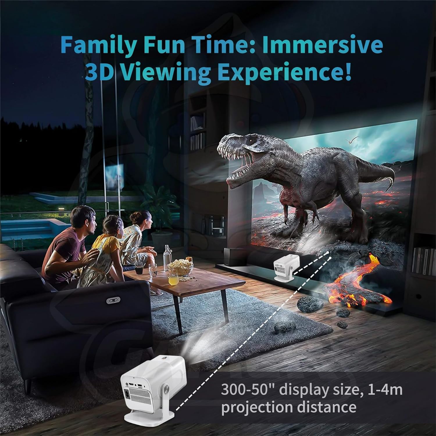 Projecteur Gaming 4K Avec 30 000 Jeux Intégrés - 1280x720p, WiFi 5G, Bluetooth, 2 Manettes Sans Fil - Android 12, Parfait Pour Le Salon - 13