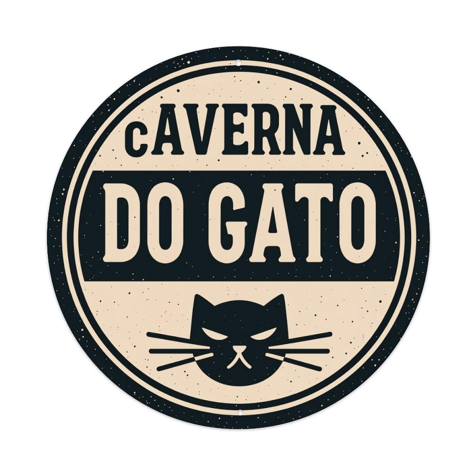 Cat Cave Cat Logo Round Tin Sign Vintage Style Metal Sign Home Bar Garden Wall Plaque Decor Metal Poster 8x8 Inch