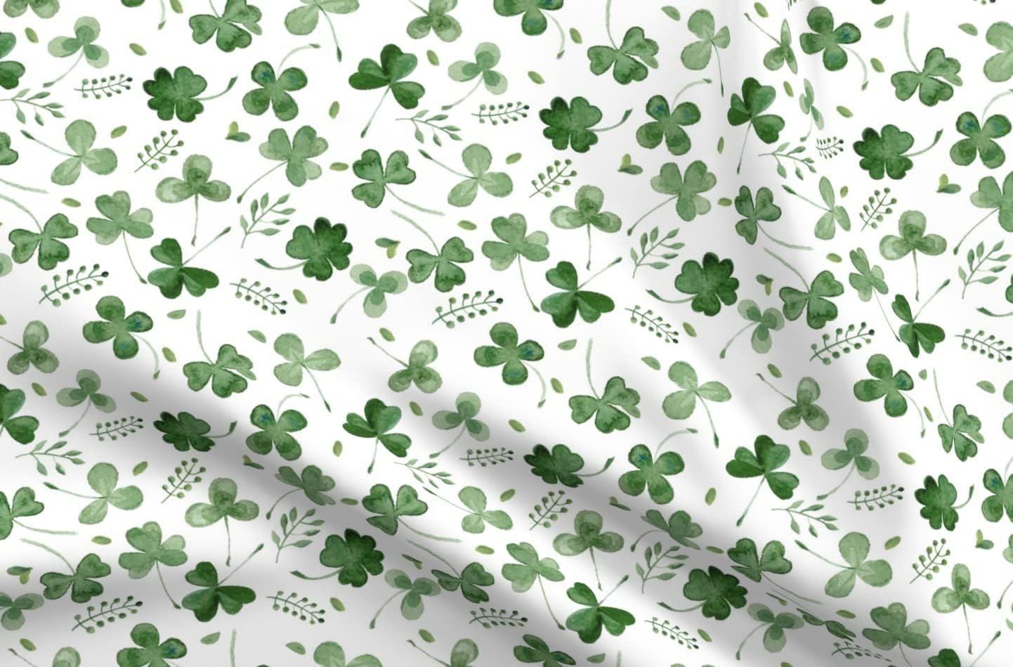 Spoonflower Fabric - Watercolor Shamrocks Shamrock Clover Green Patricks Day Irish Printed on Upholstery Velvet Fabric Fat Quarter - Upholstery Home Decor Bottomweight Apparel