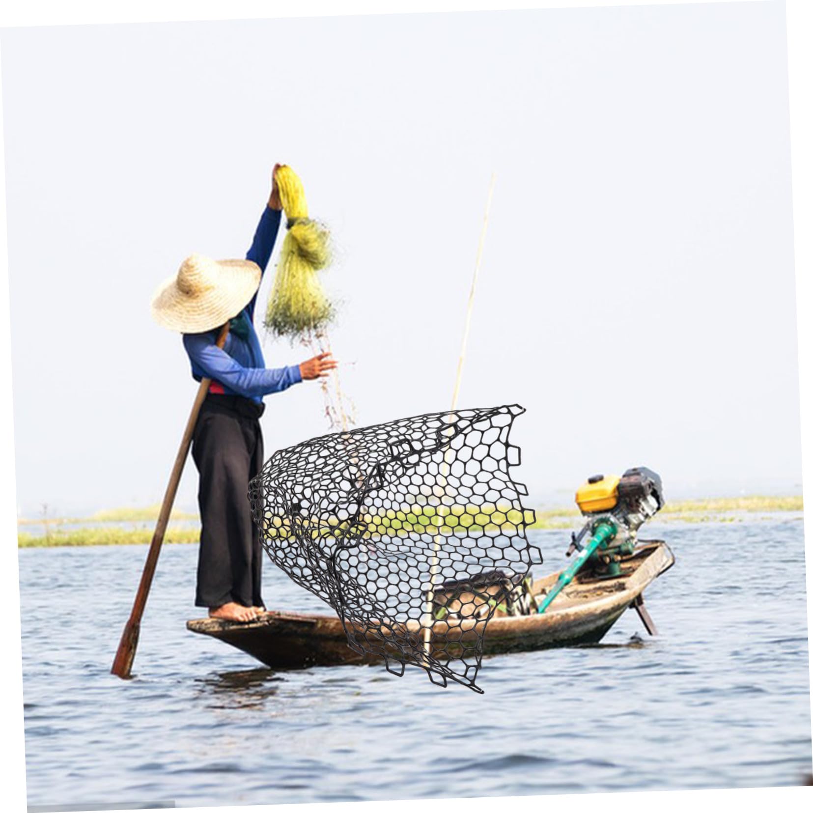 Yardwe Pesca Plegable de sin Mango Bolsa de Recambio Ligera con Malla de para Captura Eficaz de Peces Drenaje Rápido y Material Seguro para Pesca de Captura y Liberación