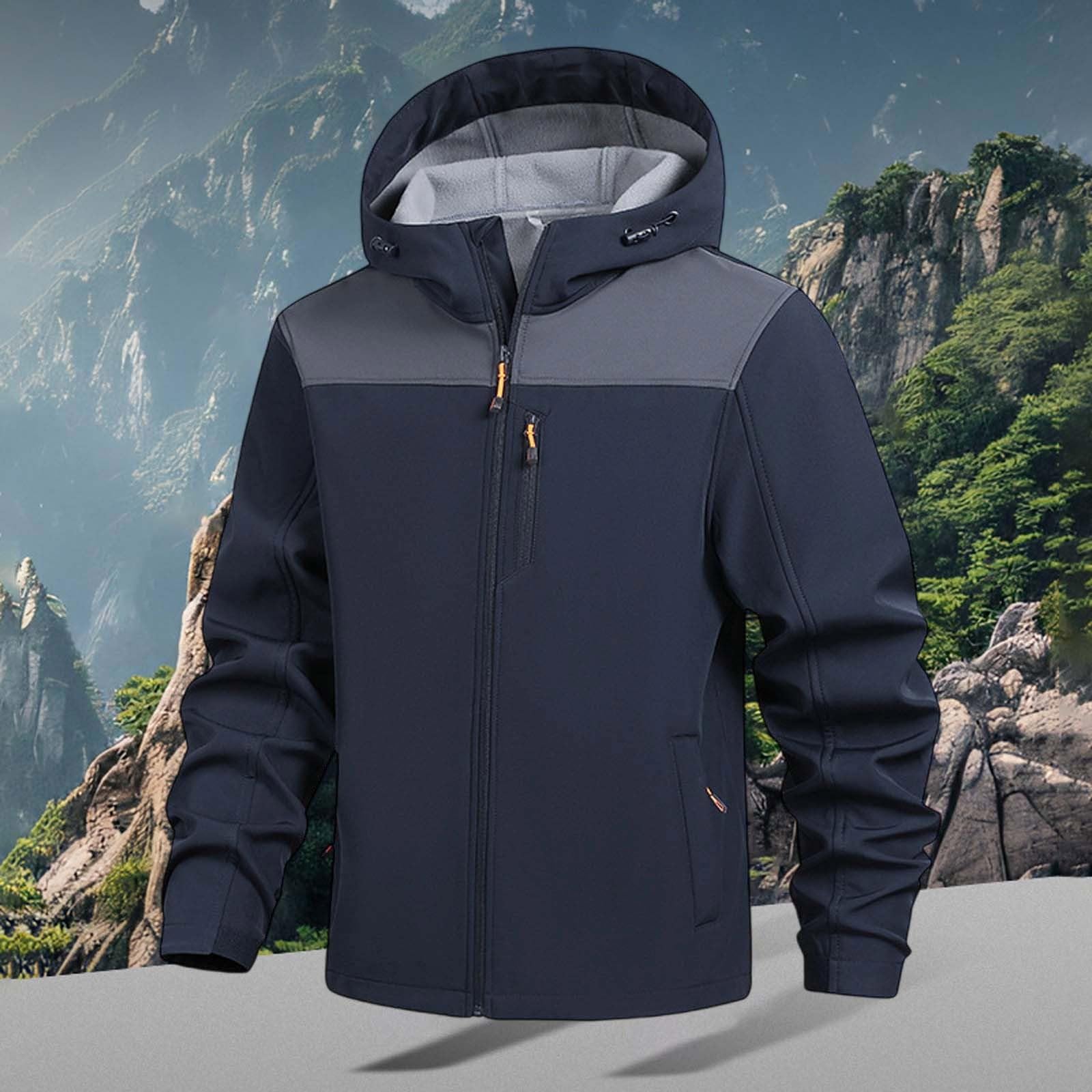 Pile Uomo Montagna, Giacca Invernale in Pile con Cappuccio, Antivento, Termica, con Cerniera, Softshell, per Escursioni e Campeggio in climi Freddi