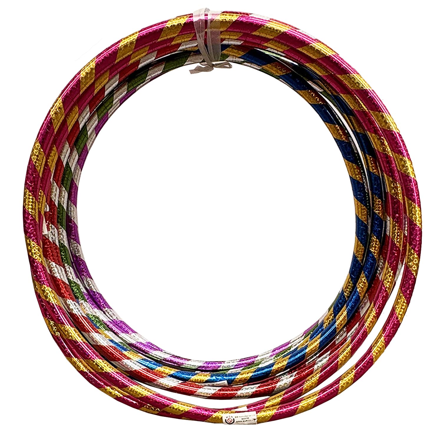 Fitness Hula Hoop For Adult - Glitter Stripy Multicolor Weight Loss Equipment Hoola Hoops Infinity Exercise Hoops Gym Workout (Medium 55cm, Pack of 5)