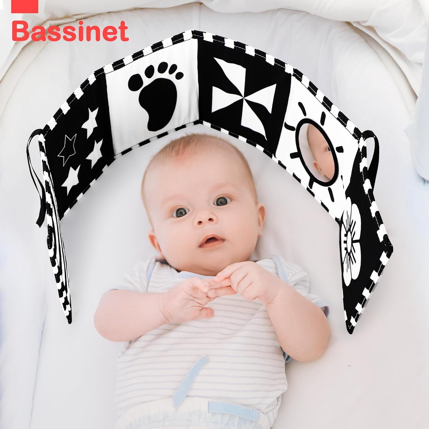 URMYWO Baby Toys 0-6 Months, Black and White Sensory Toys Brain Development, Tummy Time Toys, Soft Baby Book, Baby Essentials for Newborn 0-6-12 Months Montessori Toy Gifts — view 8