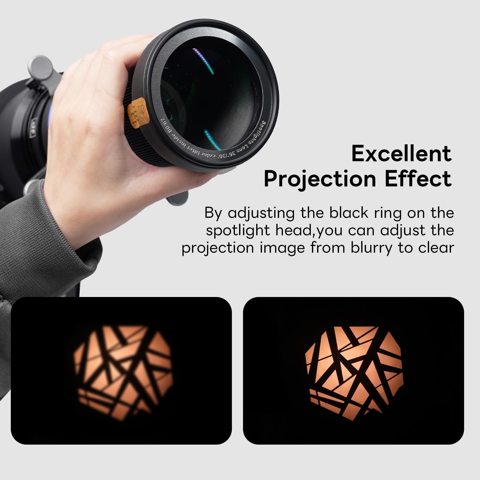 Bowens Mount Snoot Spotlight Gobo Projector – 7X Jaśniejsza Projekcja Światła, Zawiera 31 Gobo, 5 Filtrów Kolorowych i 4-Skrzydłowe Wrota – Kompatybilny z Aputure, Godox, Amaran i więcej