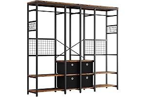 IRONCK Garment Racks with Shelves 4 Drawers & 8 Hooks Closet Organizer