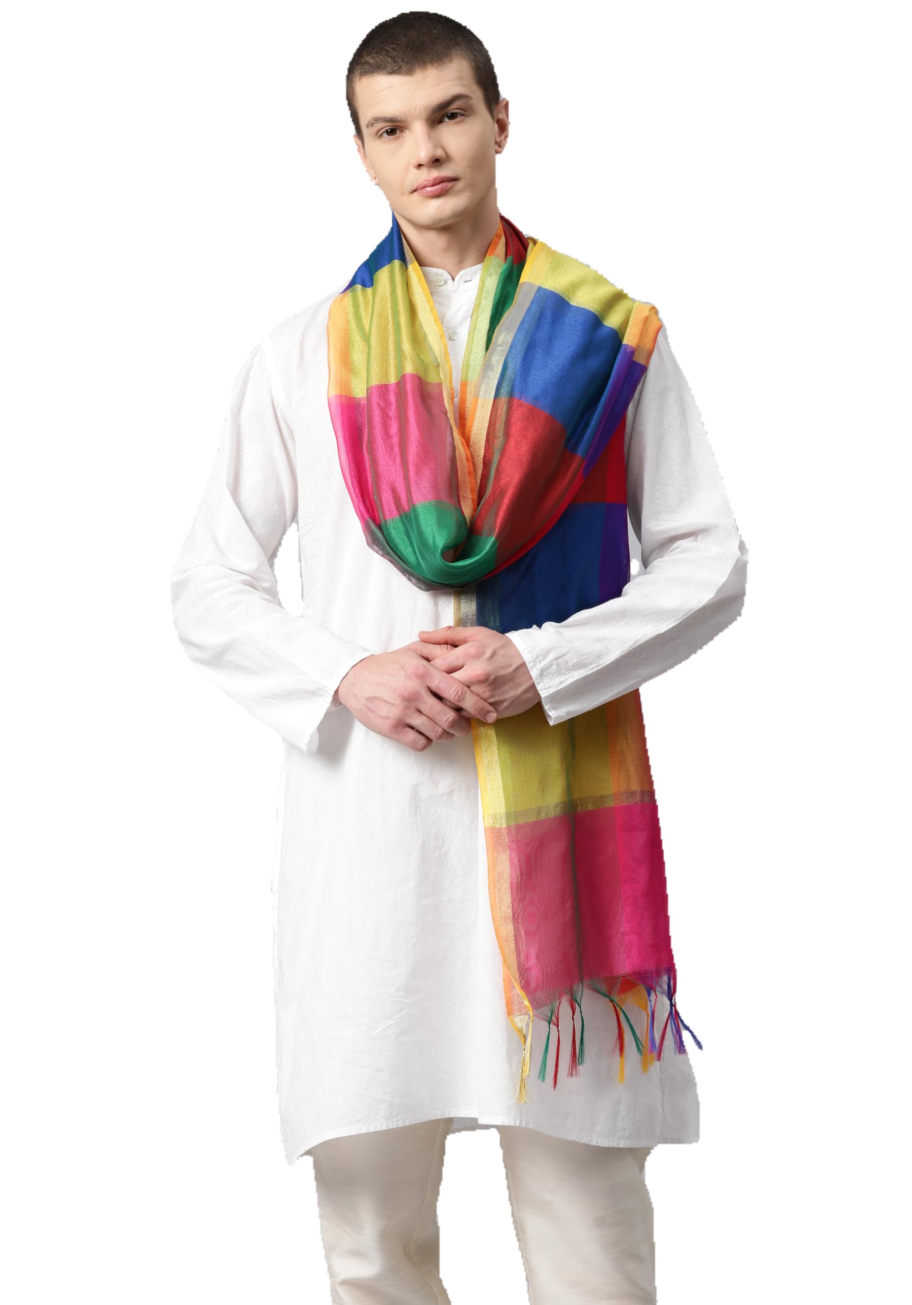 weavers villa Poly Silk Multicolored Ethnic Woven Dupatta for Men (2.20 Mtrs)-picture-43